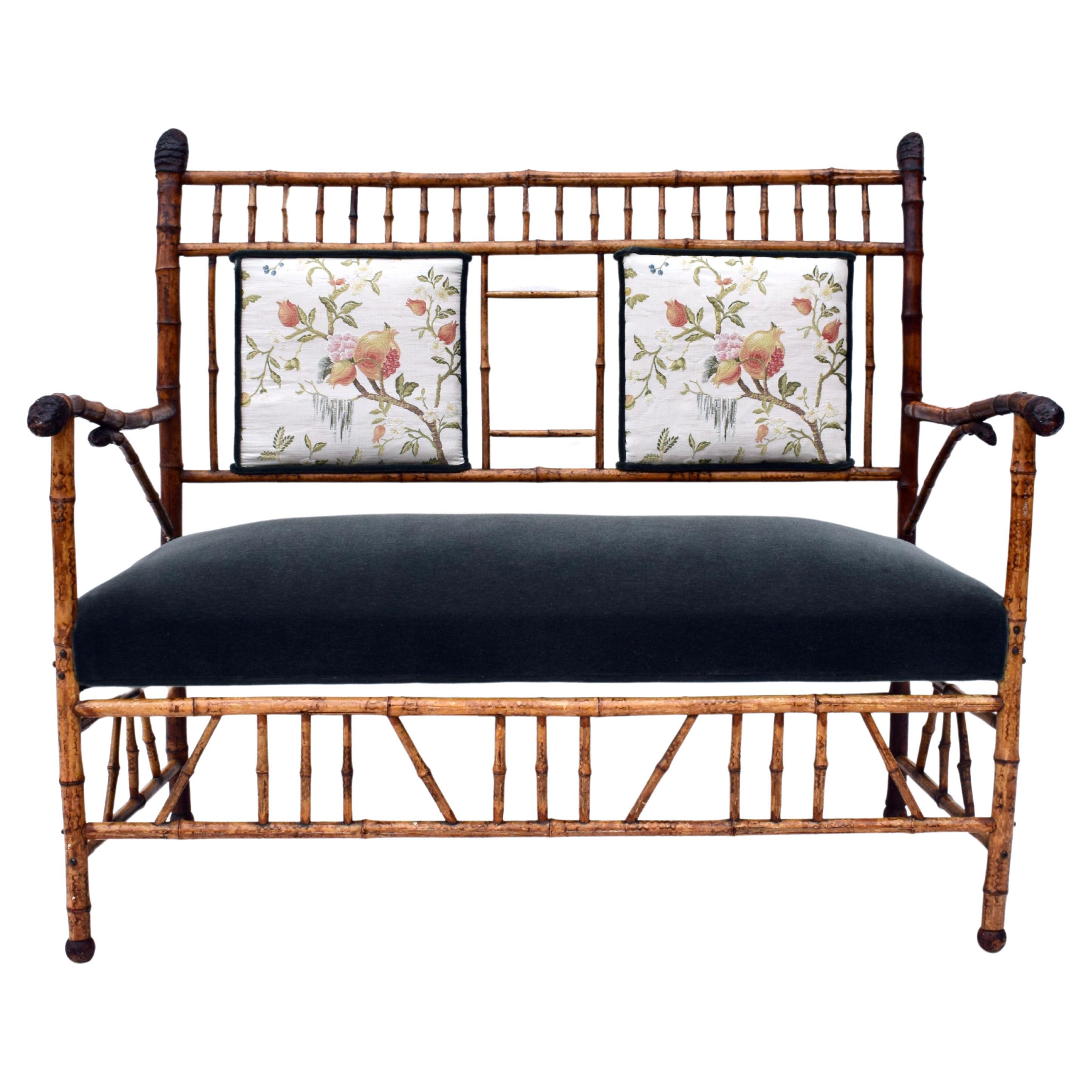 19th Century Aesthetic Movement Tortoise Bamboo Settee For Sale