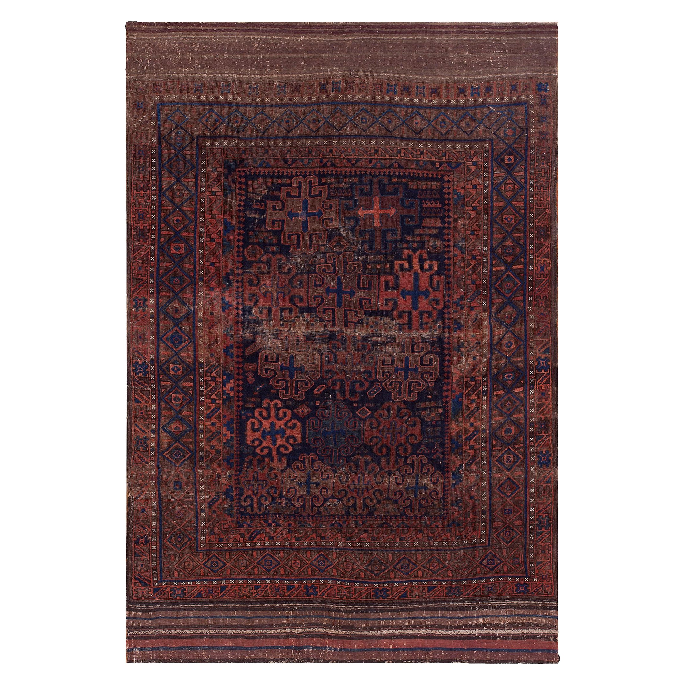 Tappeto principale afghano Baluch del XIX secolo ( 5' x 7' - 152 x 213 cm )