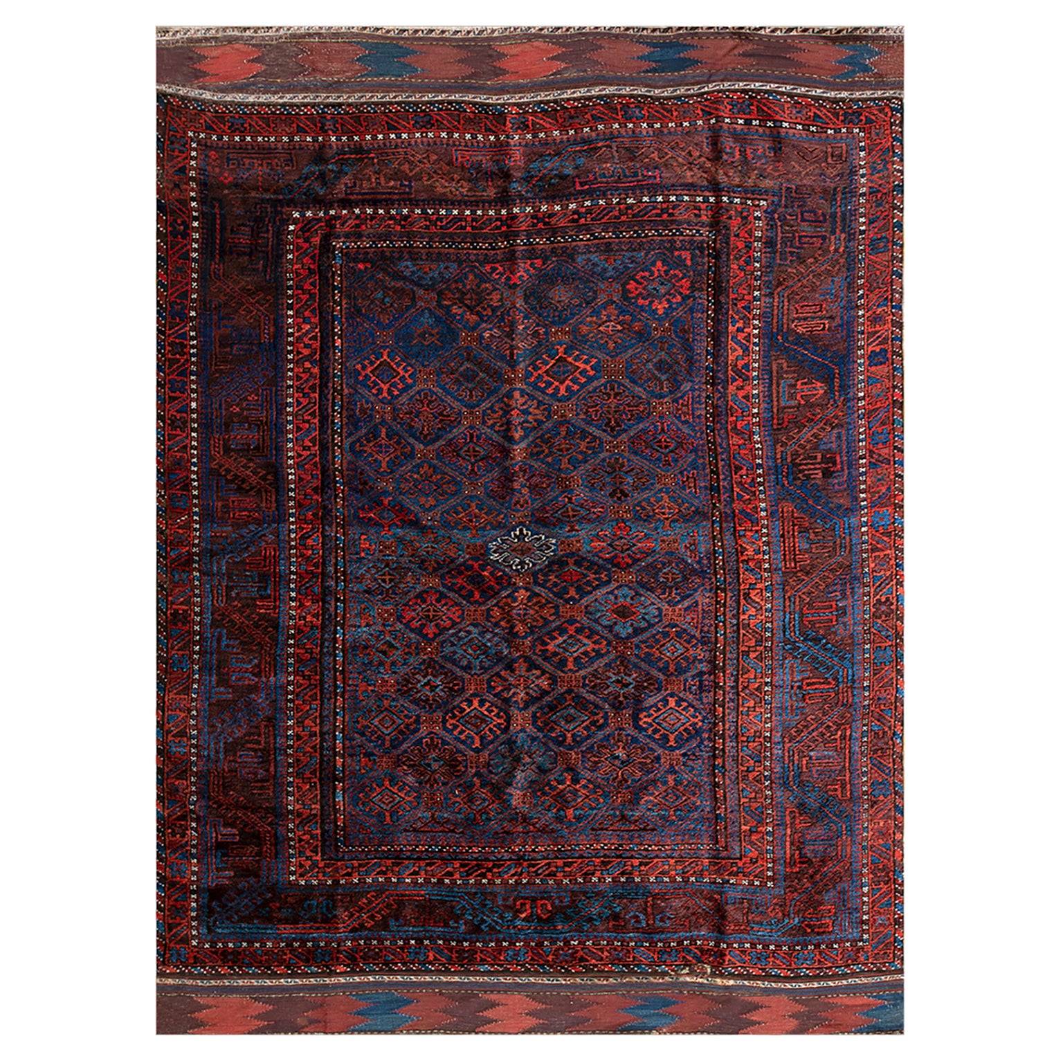 Tappeto principale afghano Baluch Teimani del XIX secolo ( 6' x 9' - 183 x 275 )
