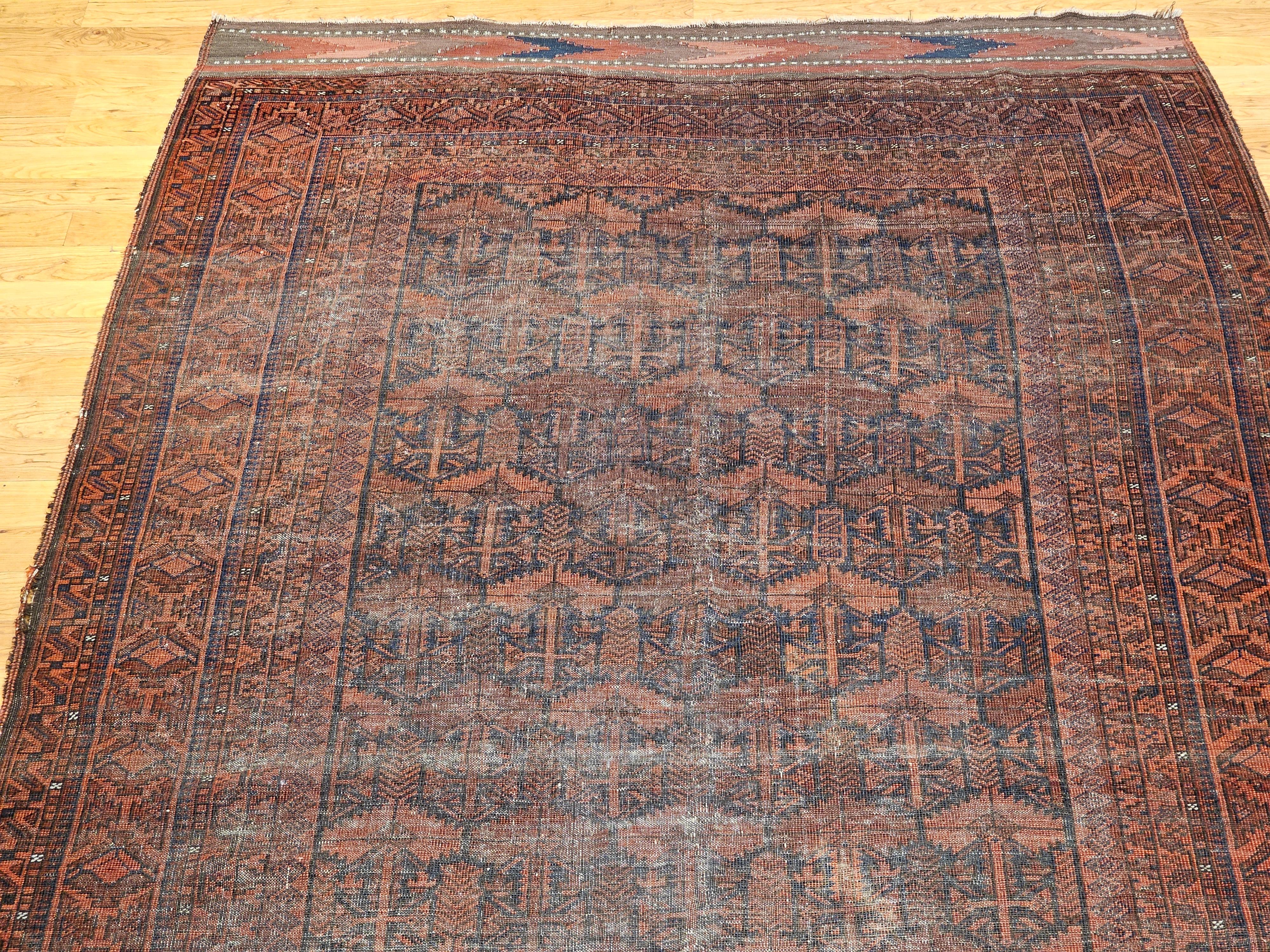 XIXe siècle Tapis de galerie afghan du 19e siècle à motif géométrique sur toute sa surface en vente