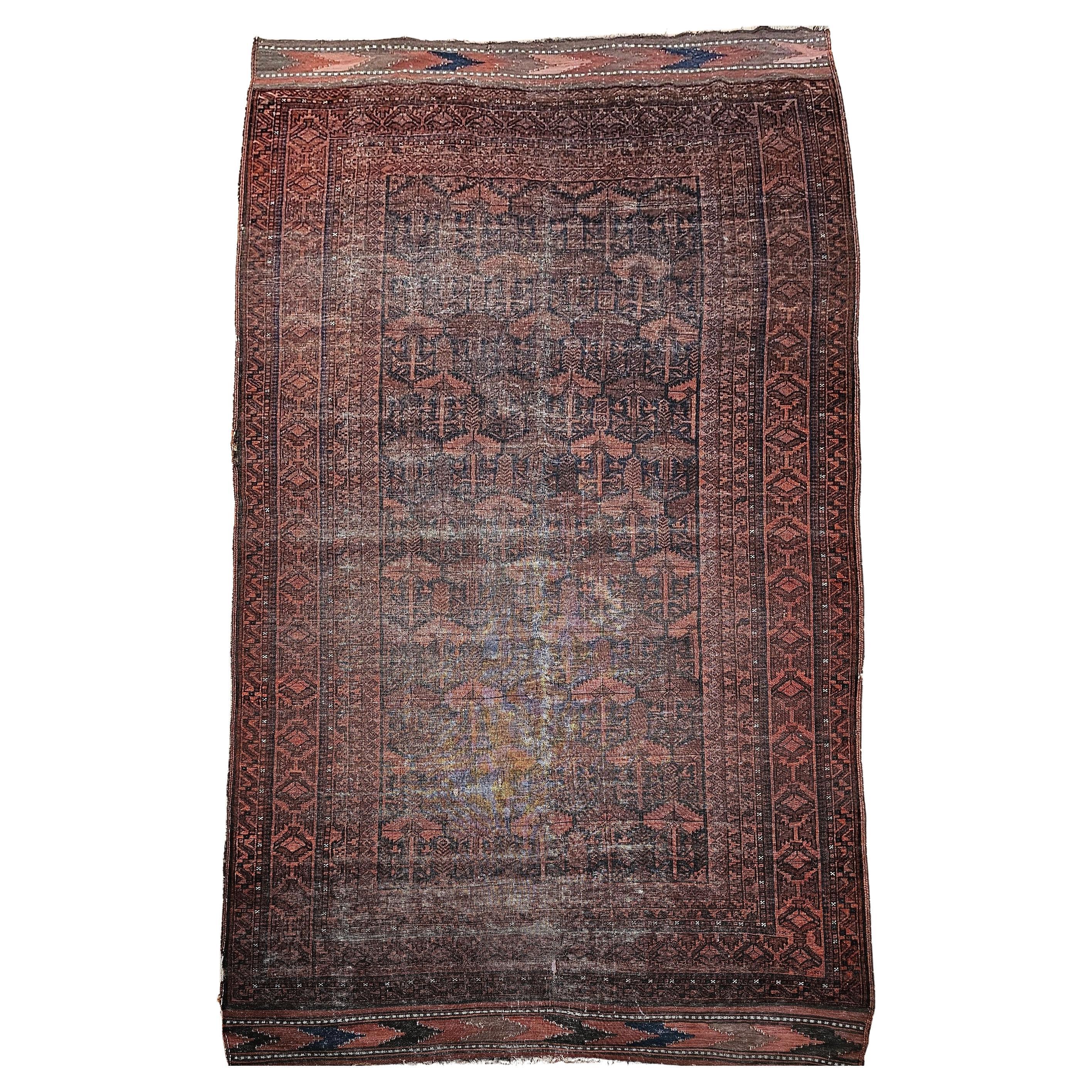 19th Century Afghan Gallery Rug in Allover Geometric Pattern