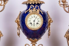 19th Century After Sevre Louis XV Style Mantel Clock Set