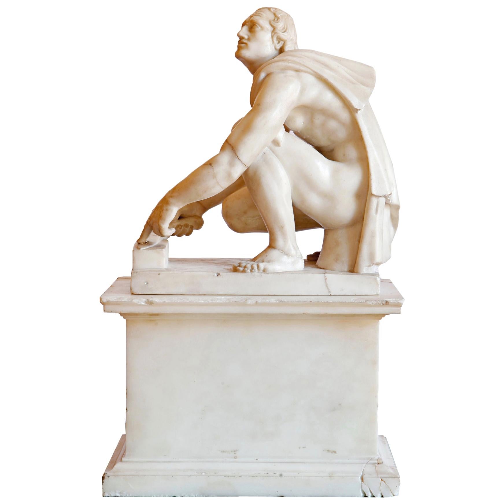 19th Century after the Antique White Marble Figure of the "Arrotino"