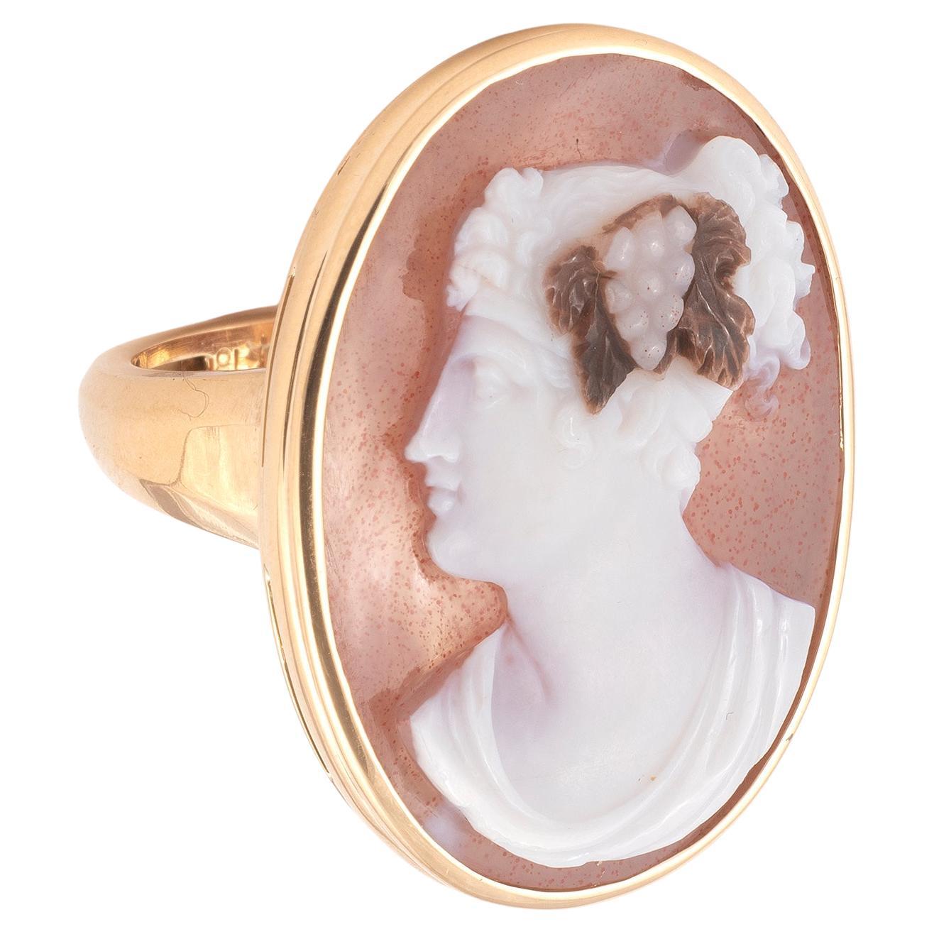 19th Century Agate Cameo Of A Lady Ring