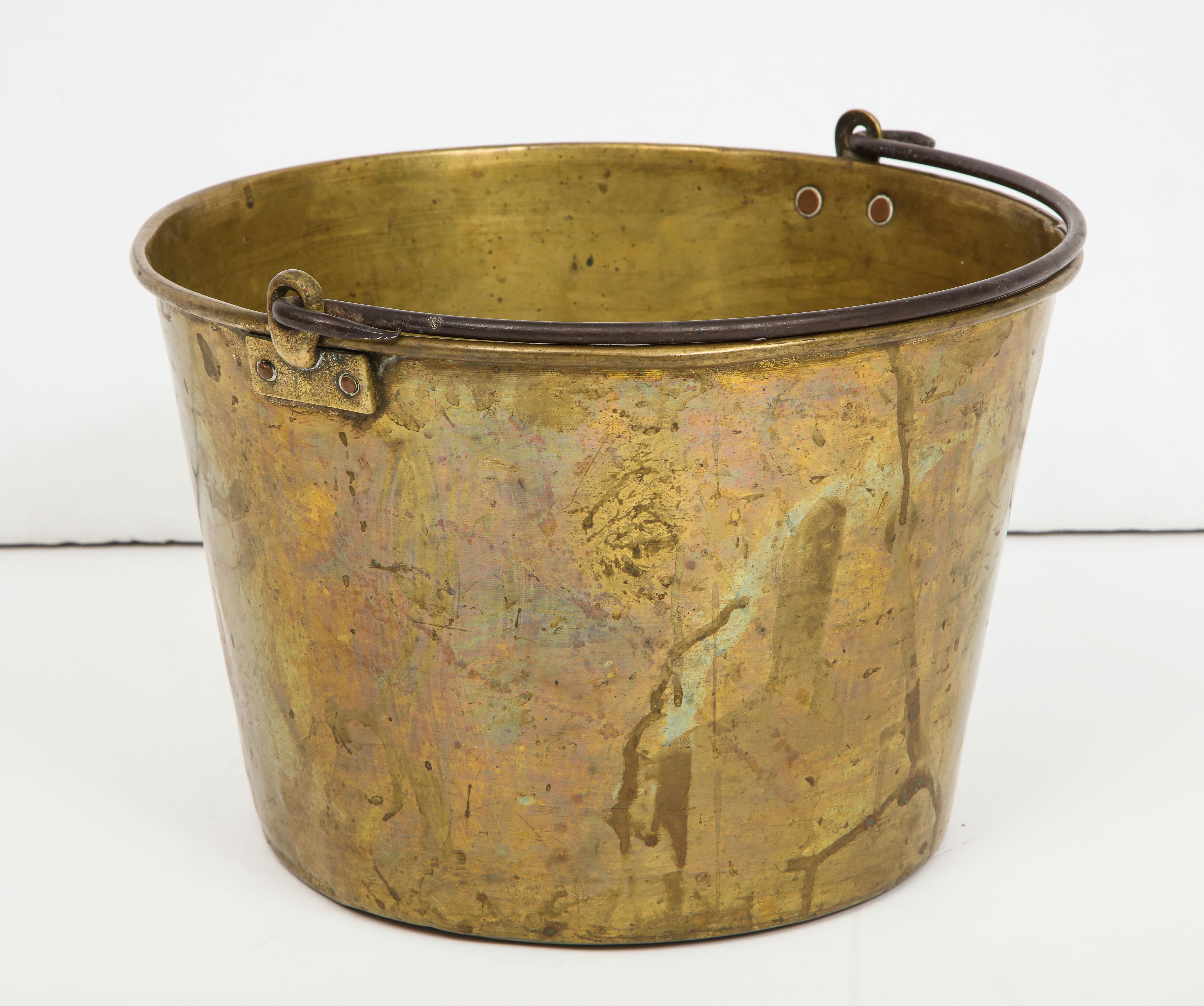 Arts and Crafts 19th Century Aged Brass Cauldron 