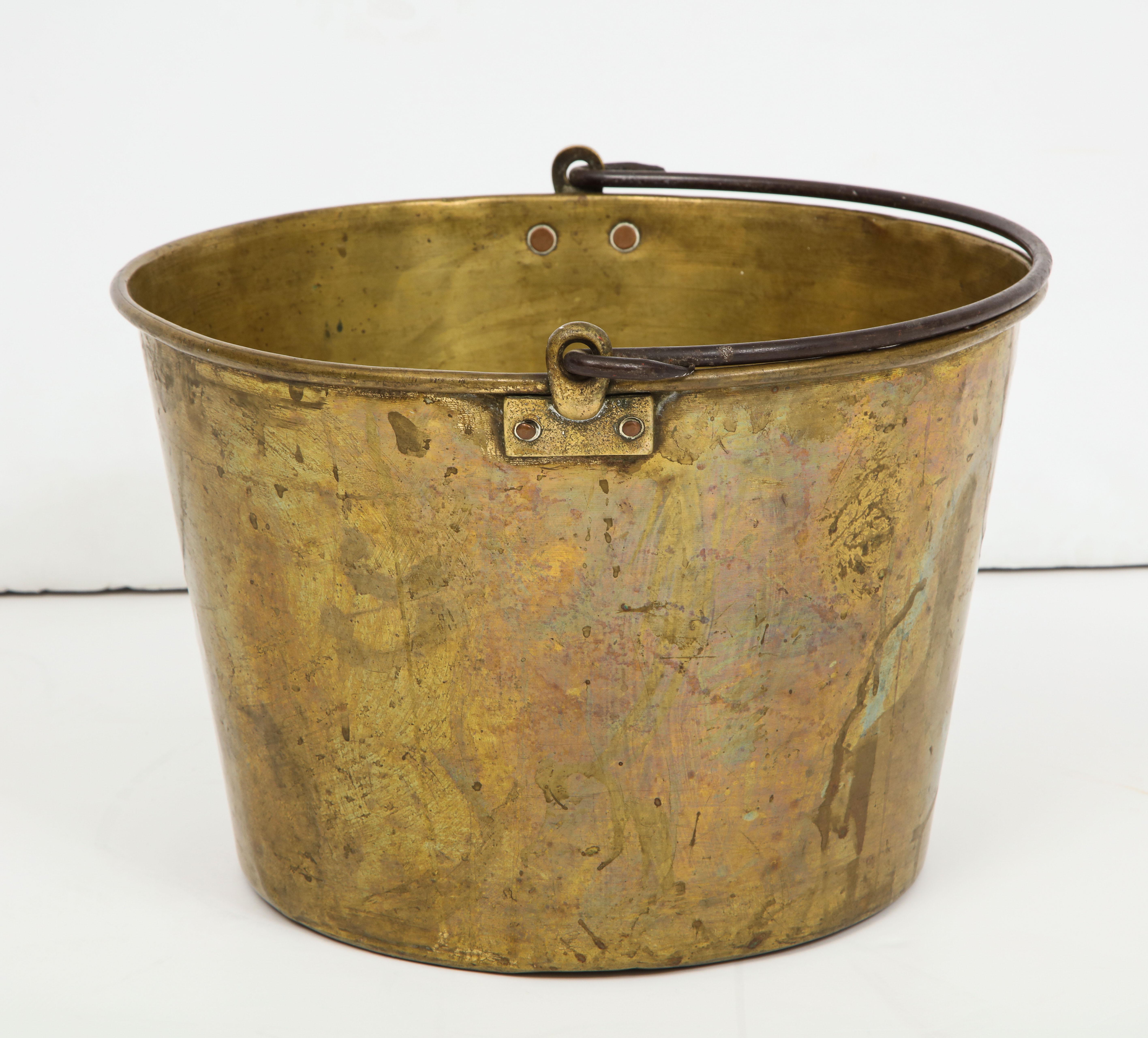 19th Century Aged Brass Cauldron  In Good Condition In New York, NY