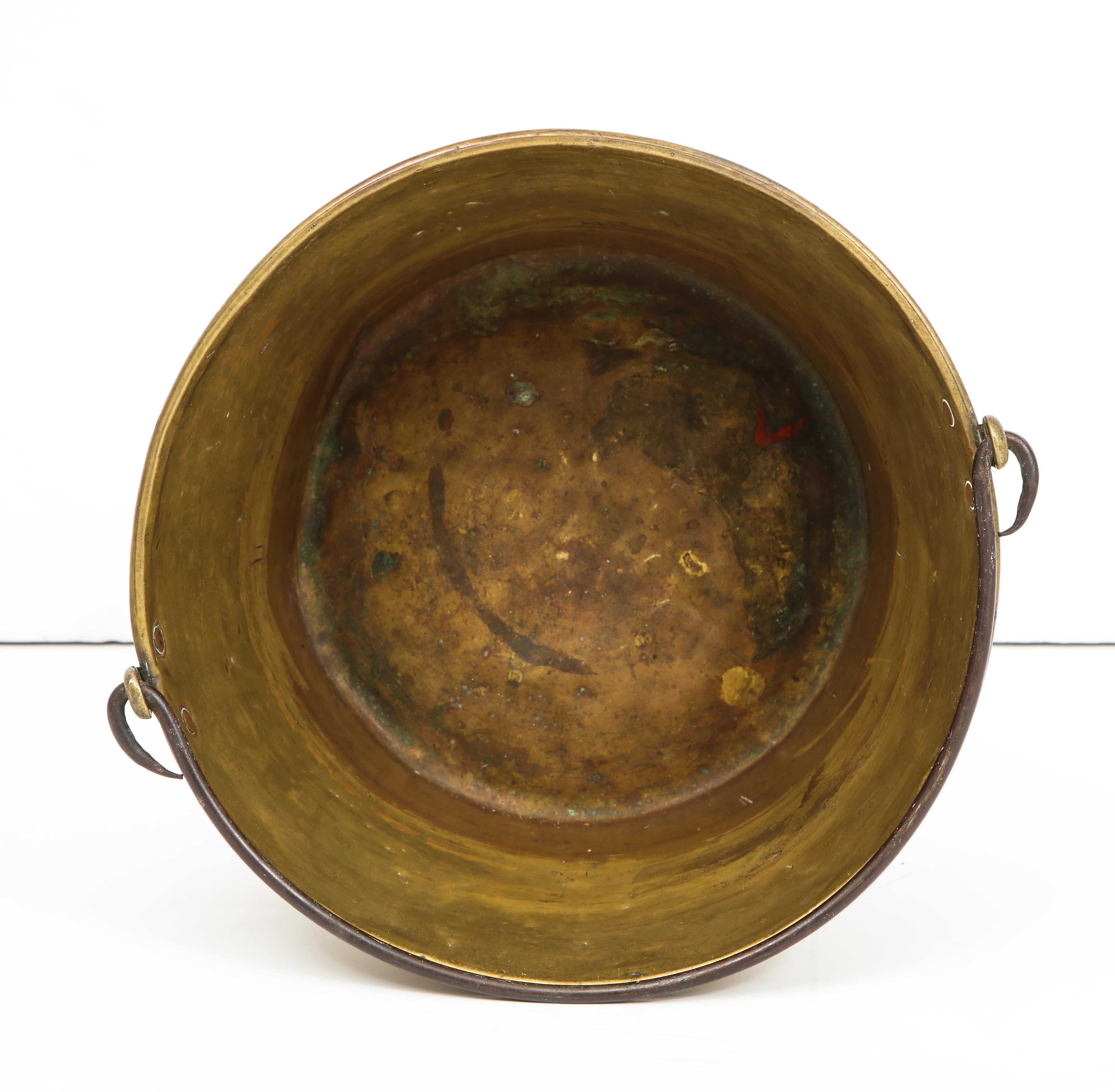 19th Century Aged Brass Cauldron  2