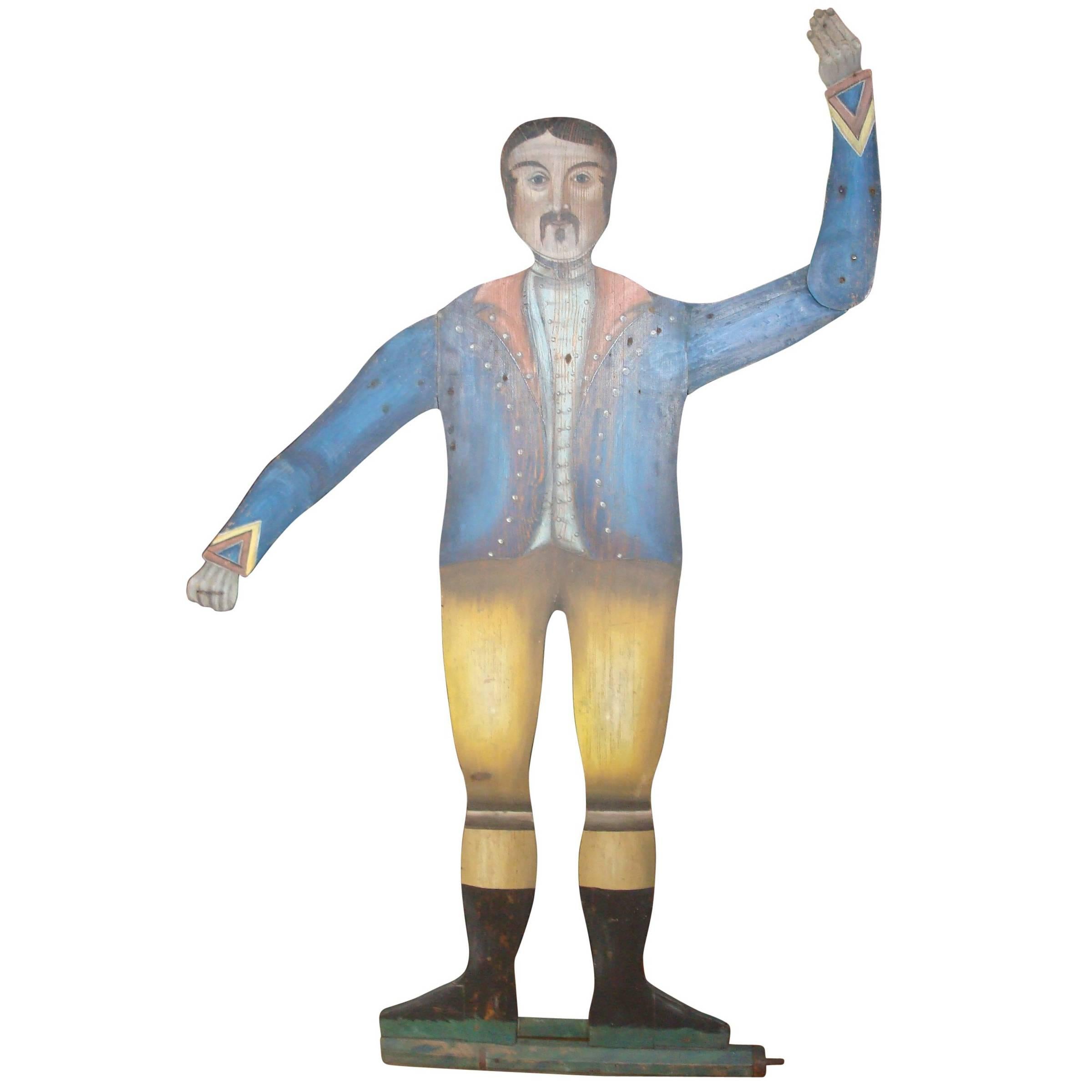 19th Century Agile Painted Wooden Figure