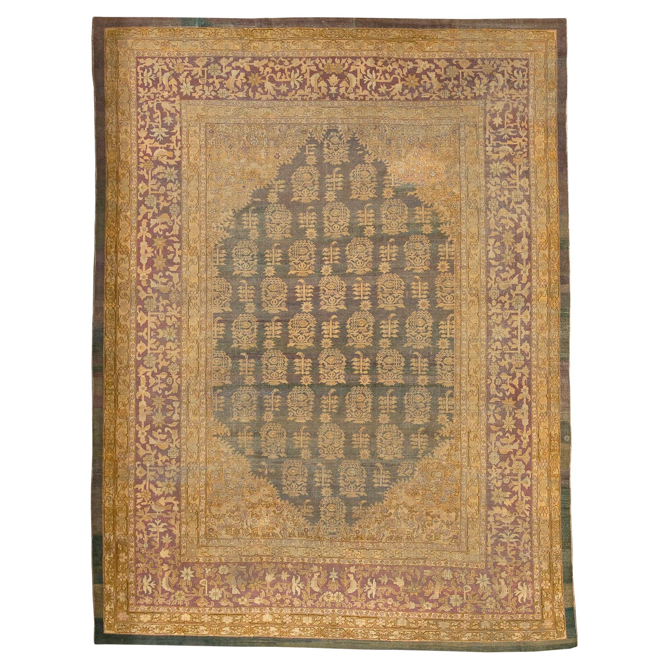 19th Century Antique Agra Rug  For Sale