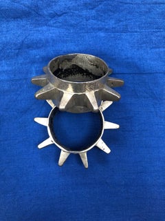 19th Century Heavy Moroccan Silver Spiked Ait Atta Tribal Warrior Bracelets