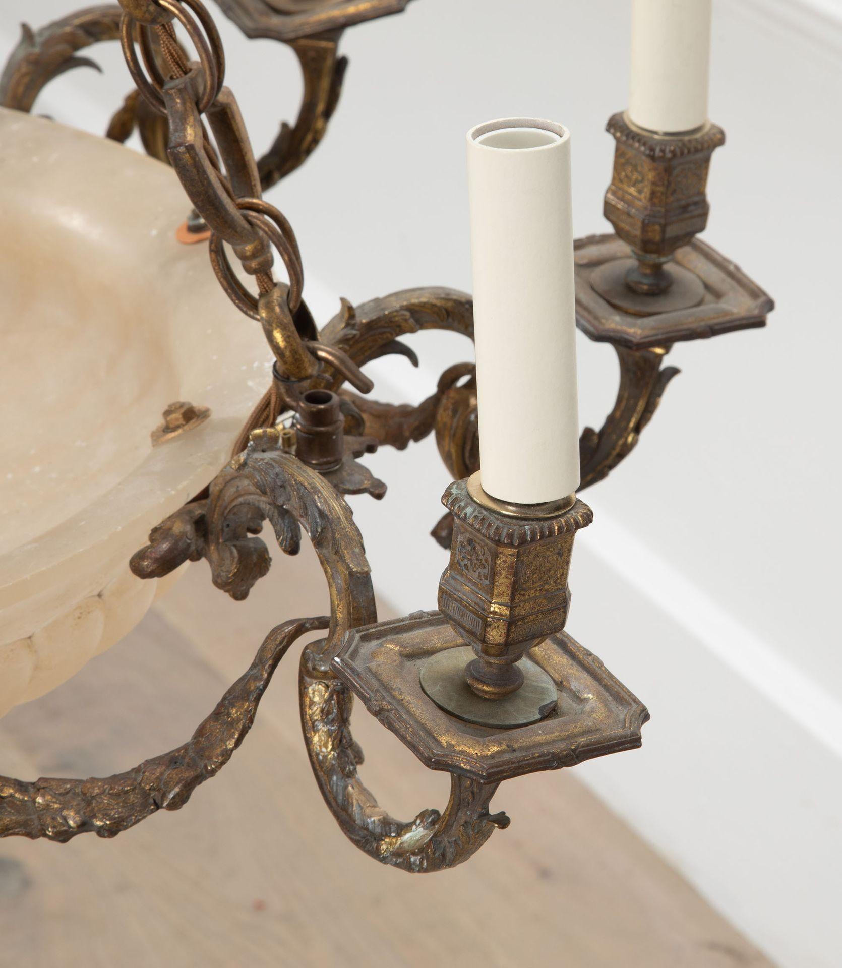 19th Century Alabaster and Bronze Plafonnier For Sale 8