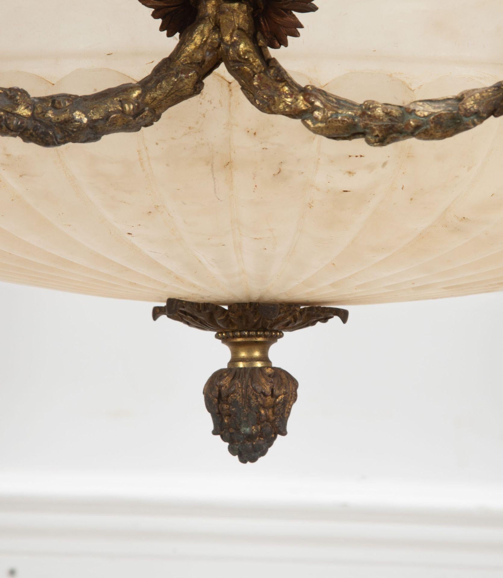 19th Century Alabaster and Bronze Plafonnier In Good Condition For Sale In Gloucestershire, GB