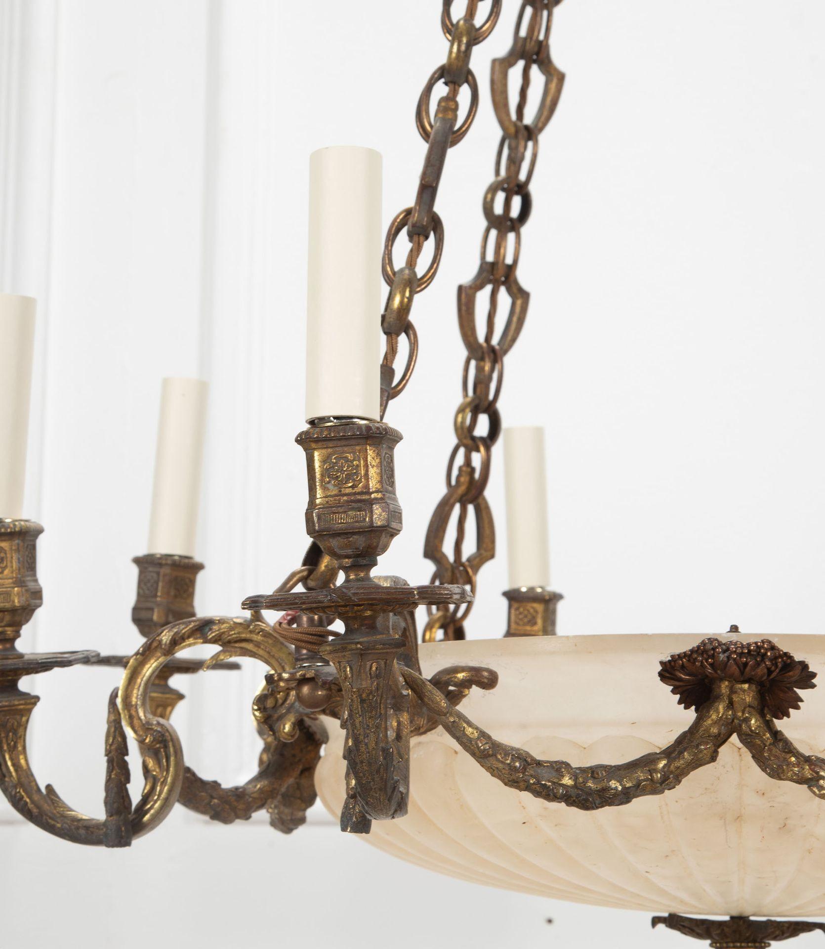 19th Century Alabaster and Bronze Plafonnier For Sale 1