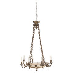 Antique 19th Century Alabaster and Bronze Plafonnier