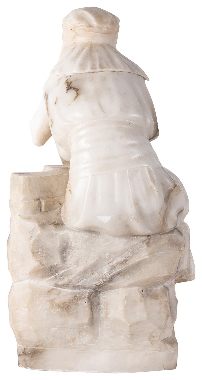 Italian 19th Century Alabaster Arab Girl Holding a Water Jug For Sale