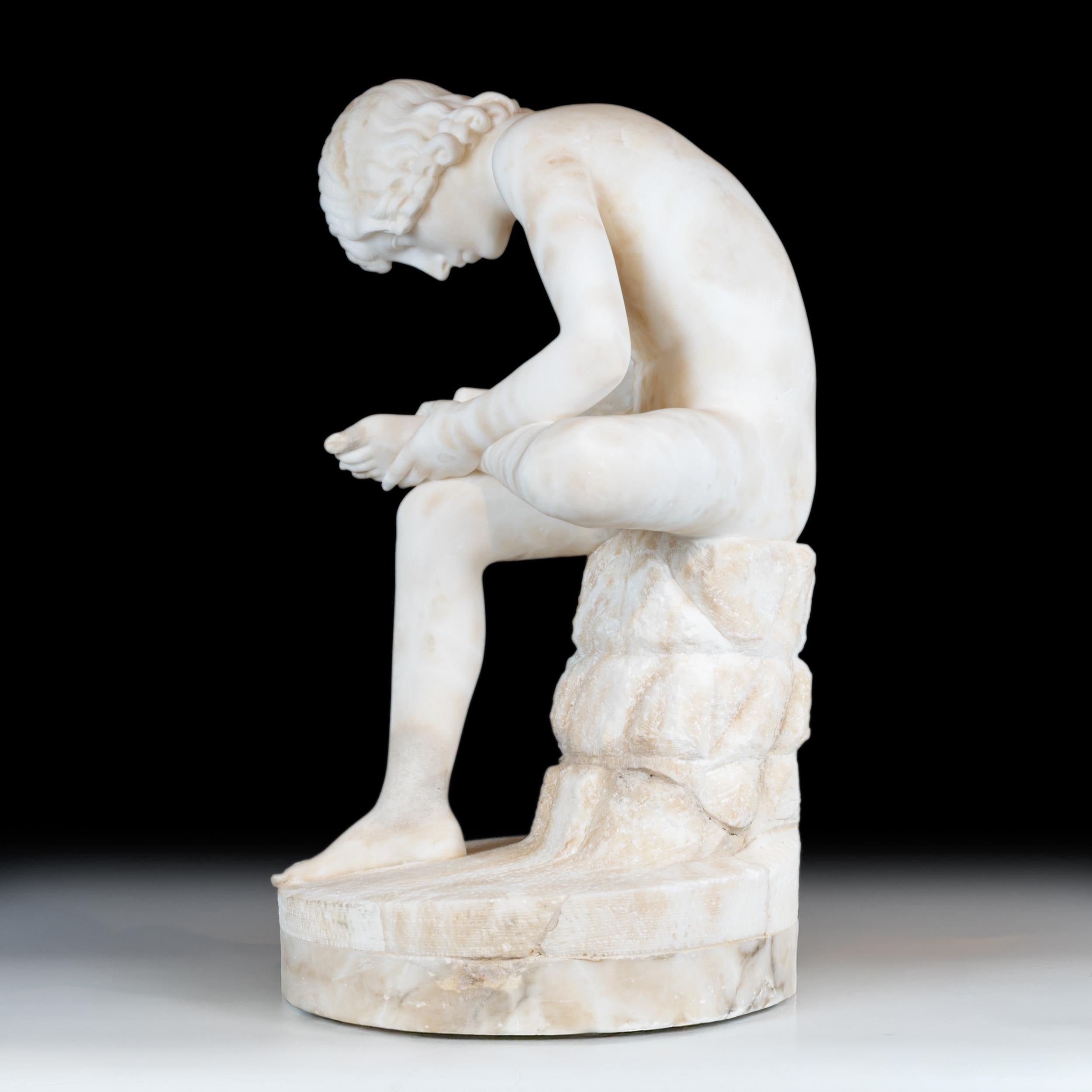 19th Century Alabaster Figure Of The Spinario (Boy with Thorn) For Sale 1