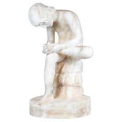 19th Century Alabaster Figure Of The Spinario (Boy with Thorn)