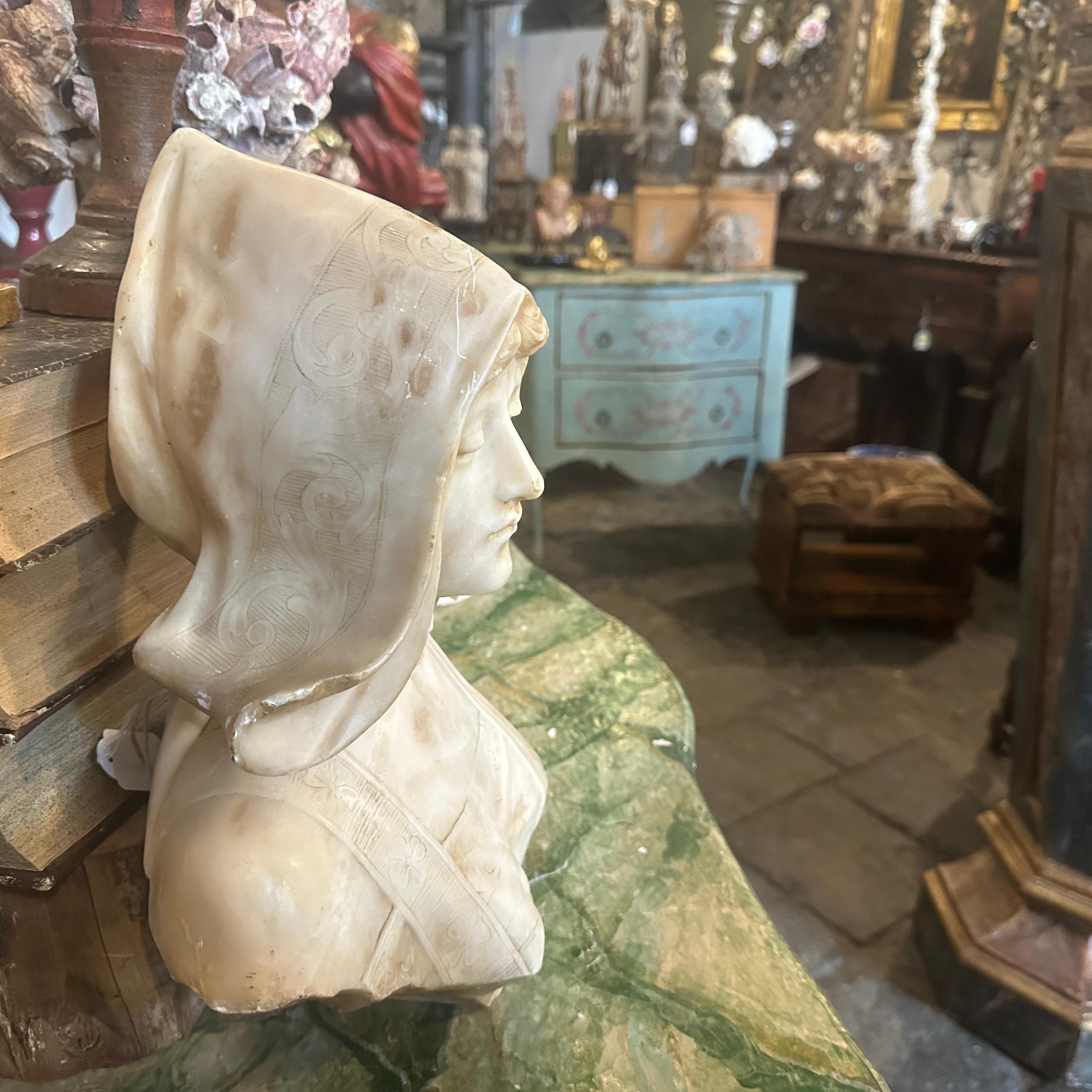 19th Century Alabaster French Bust of a Woman with Hood Signed Massin 8