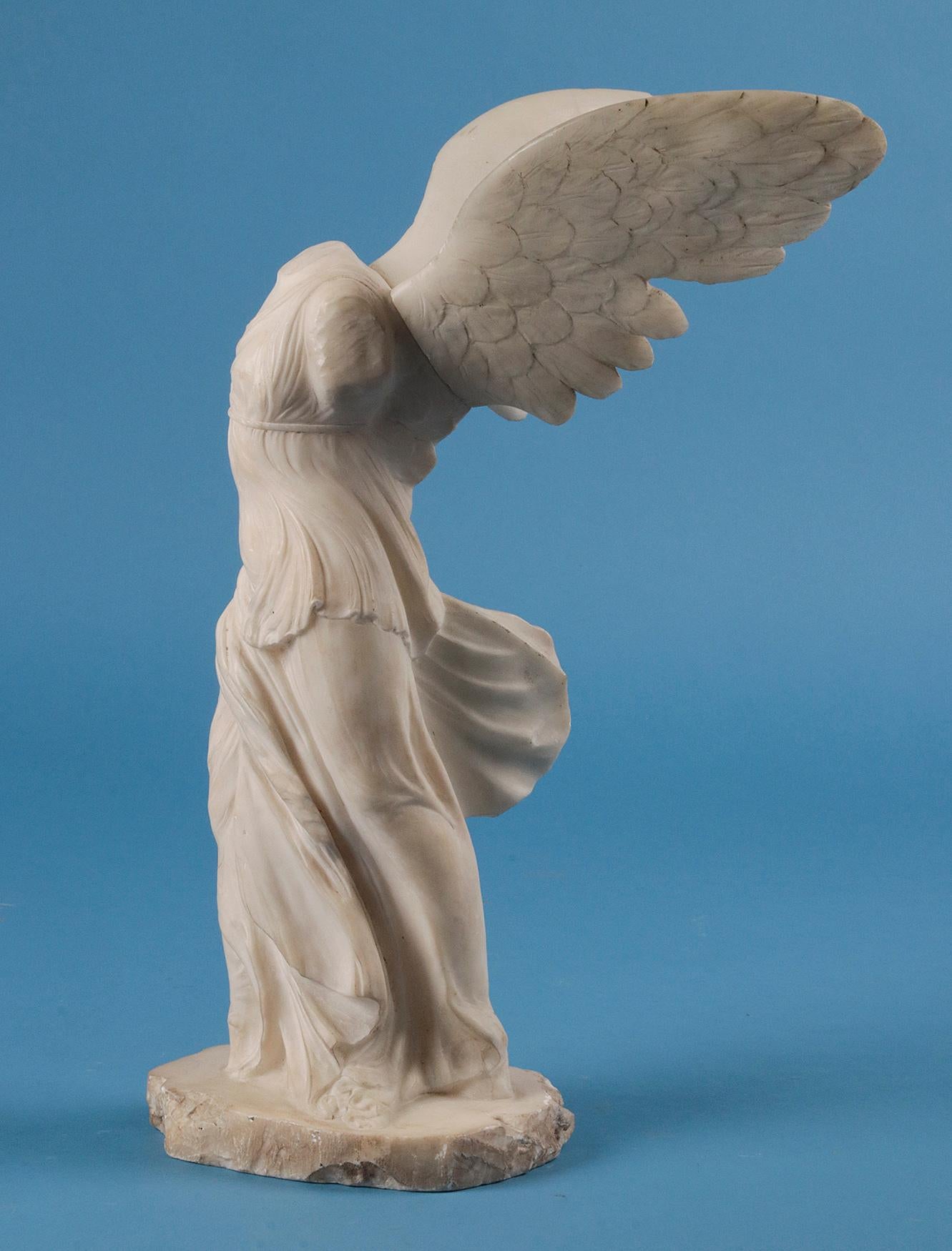 19th Century Alabaster Marble Statue Winged Victory of Nike Samothrace 1