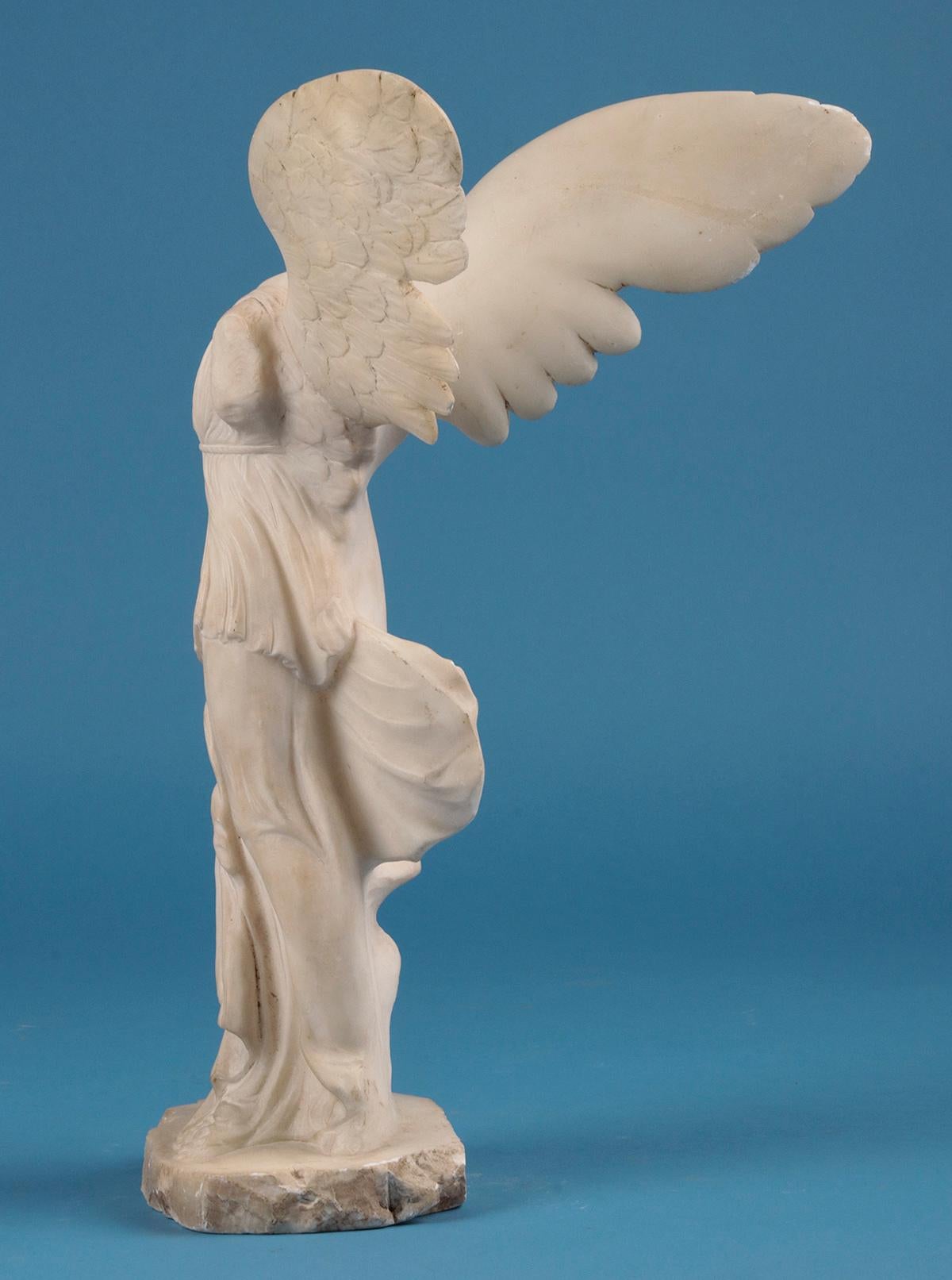 19th Century Alabaster Marble Statue Winged Victory of Nike Samothrace 3