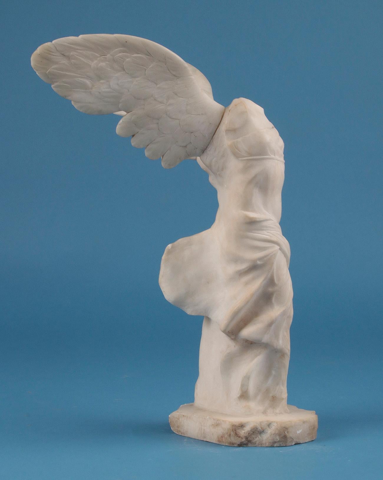 19th Century Alabaster Marble Statue Winged Victory of Nike Samothrace 5
