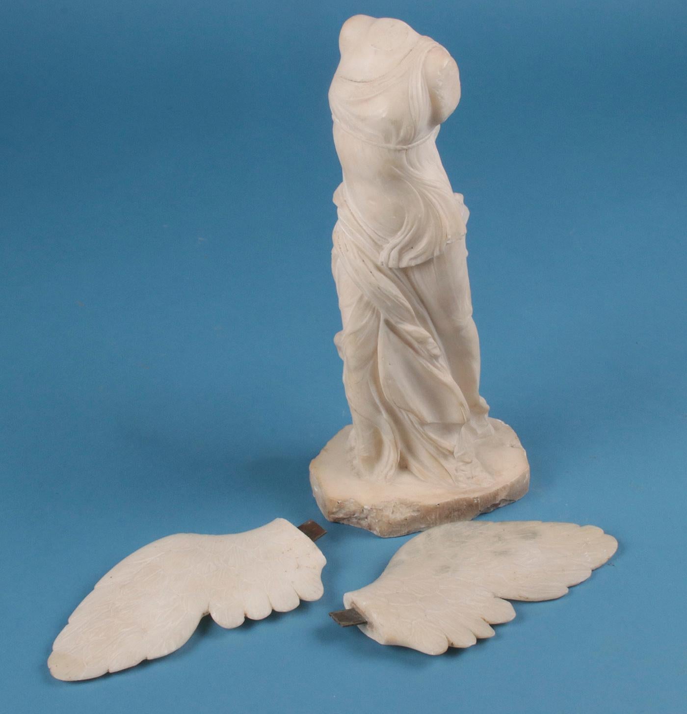 19th Century Alabaster Marble Statue Winged Victory of Nike Samothrace 8