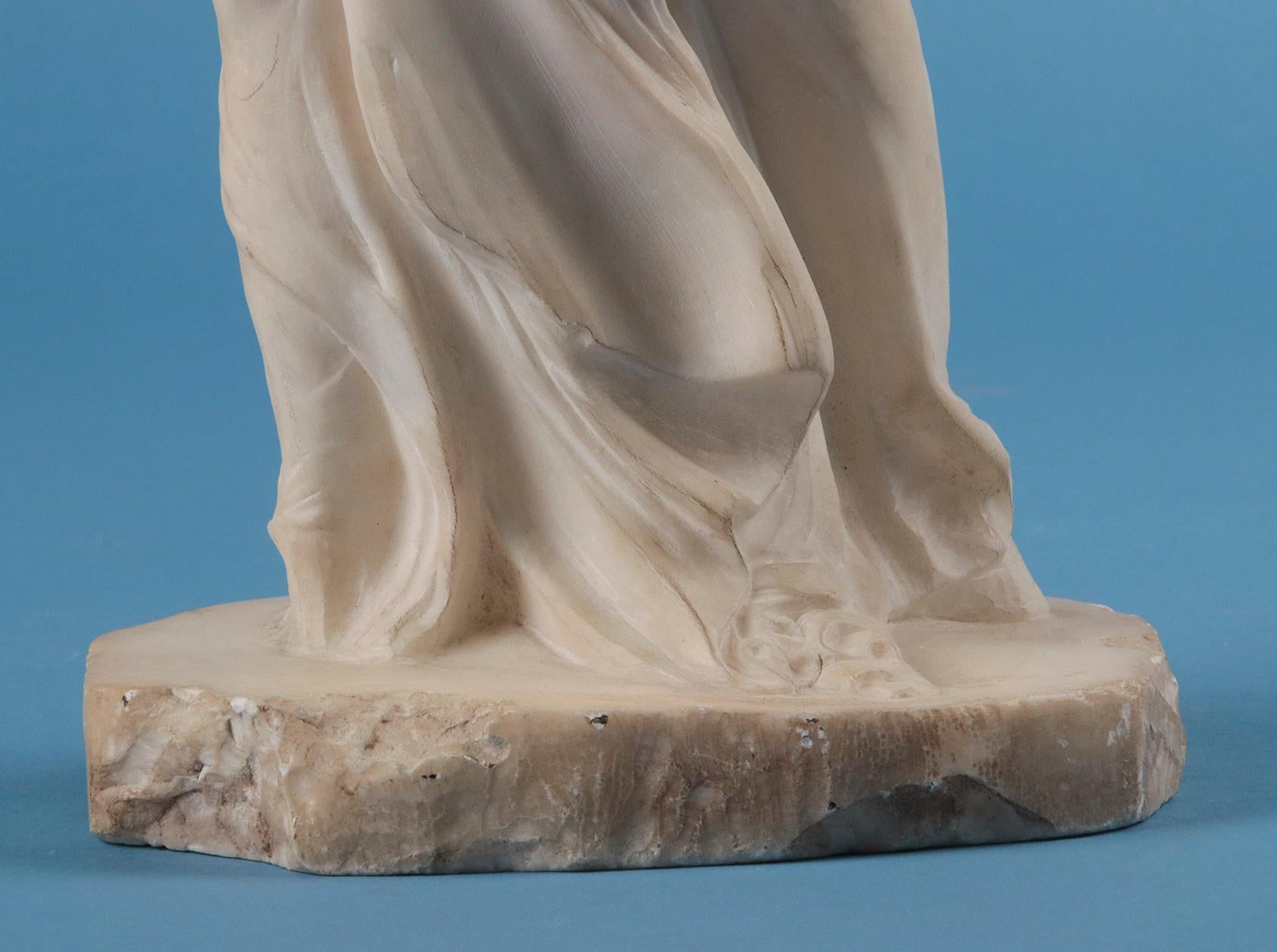 Classical Greek 19th Century Alabaster Marble Statue Winged Victory of Nike Samothrace