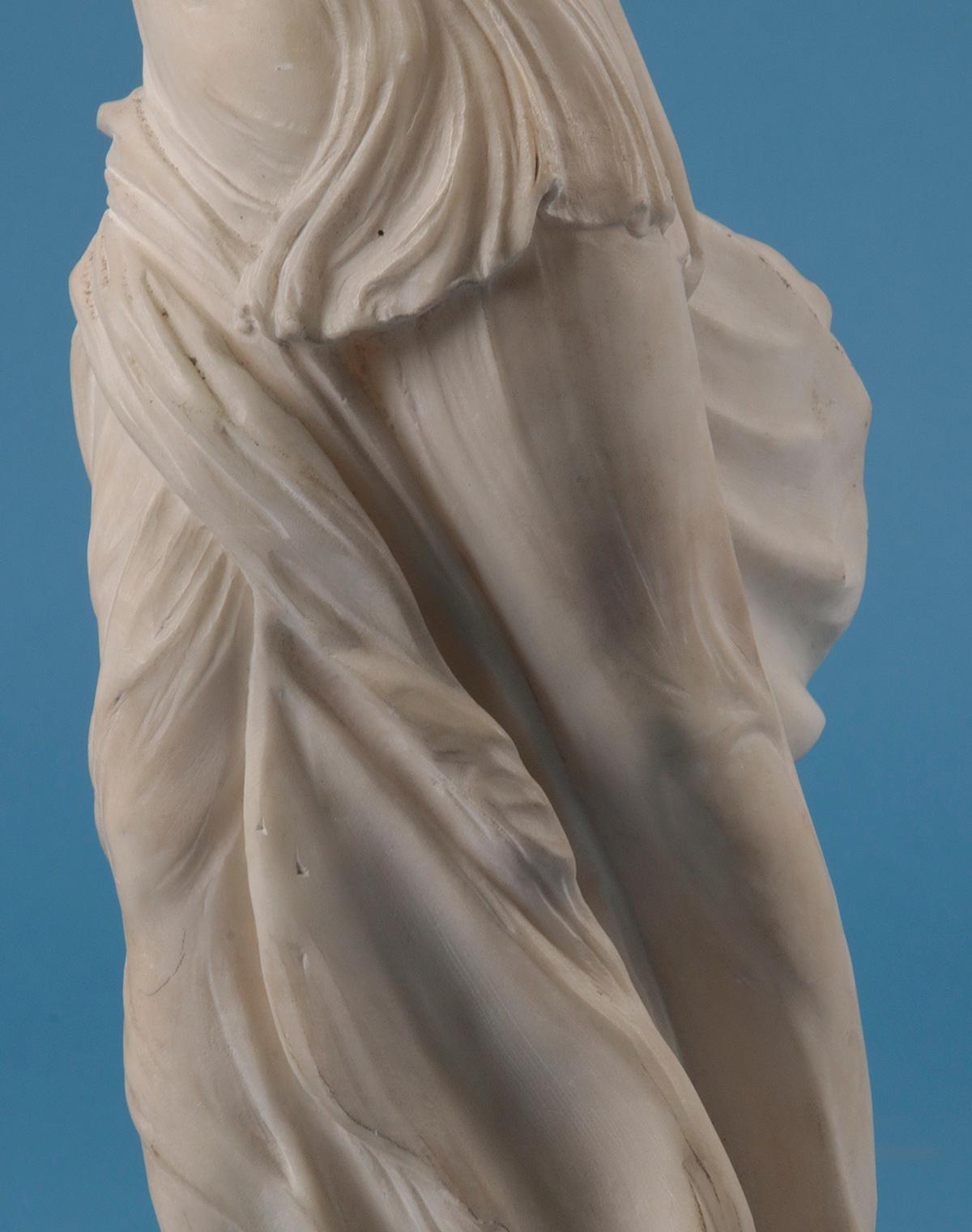 Hand-Carved 19th Century Alabaster Marble Statue Winged Victory of Nike Samothrace