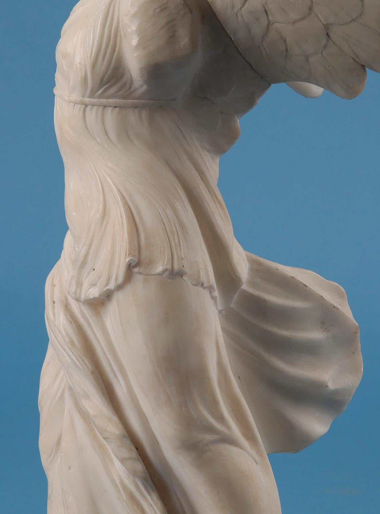 19th Century Alabaster Marble Statue Winged Victory of Nike Samothrace In Good Condition In Casteren, Noord-Brabant