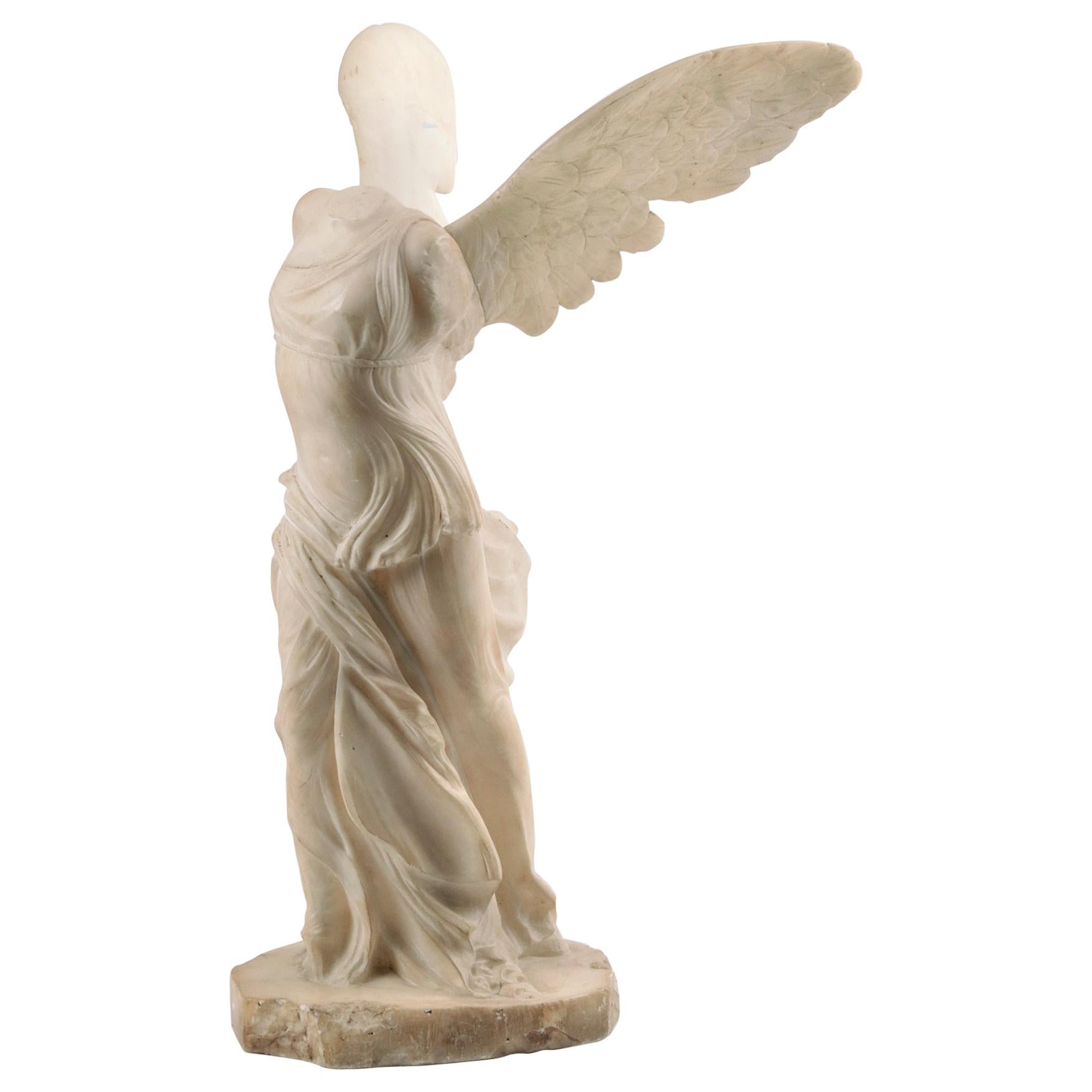 19th Century Alabaster Marble Statue Winged Victory of Nike Samothrace