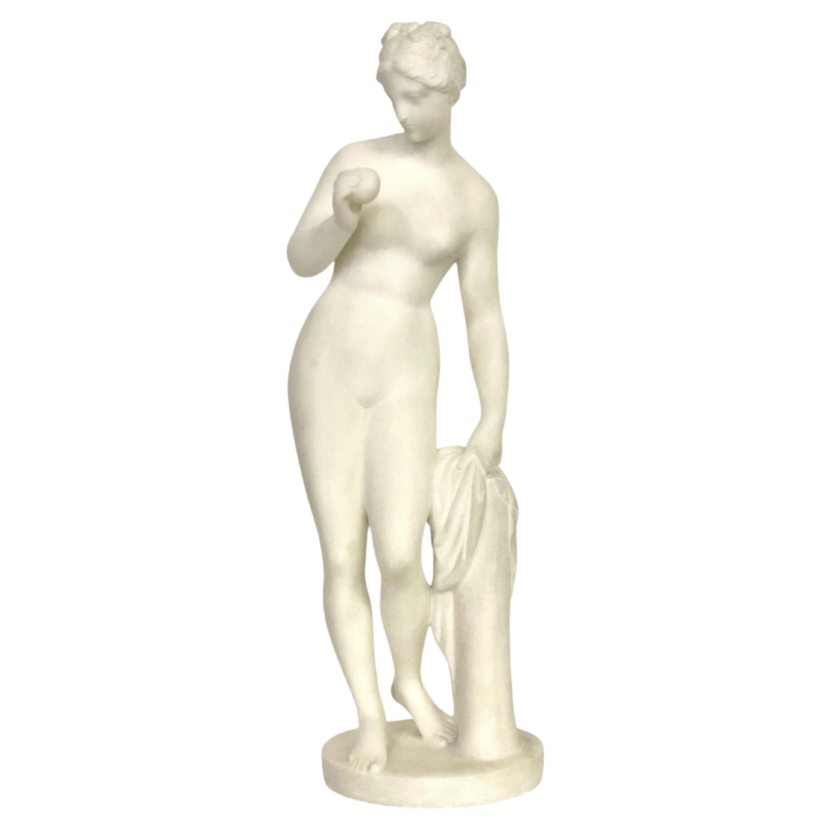 Sculpture en albâtre du 19ème siècle d'après Falconet « La Baigneuse »
