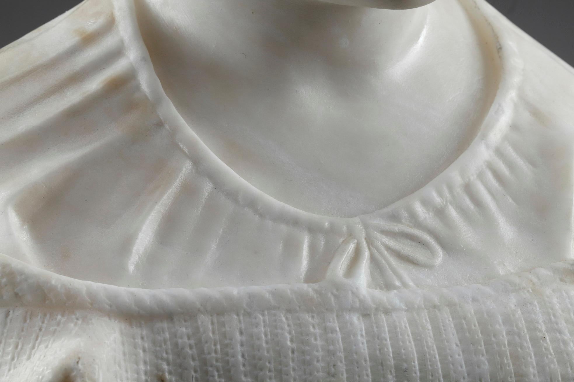 19th Century Alabaster Sculpture Bust of a Young Girl For Sale 10