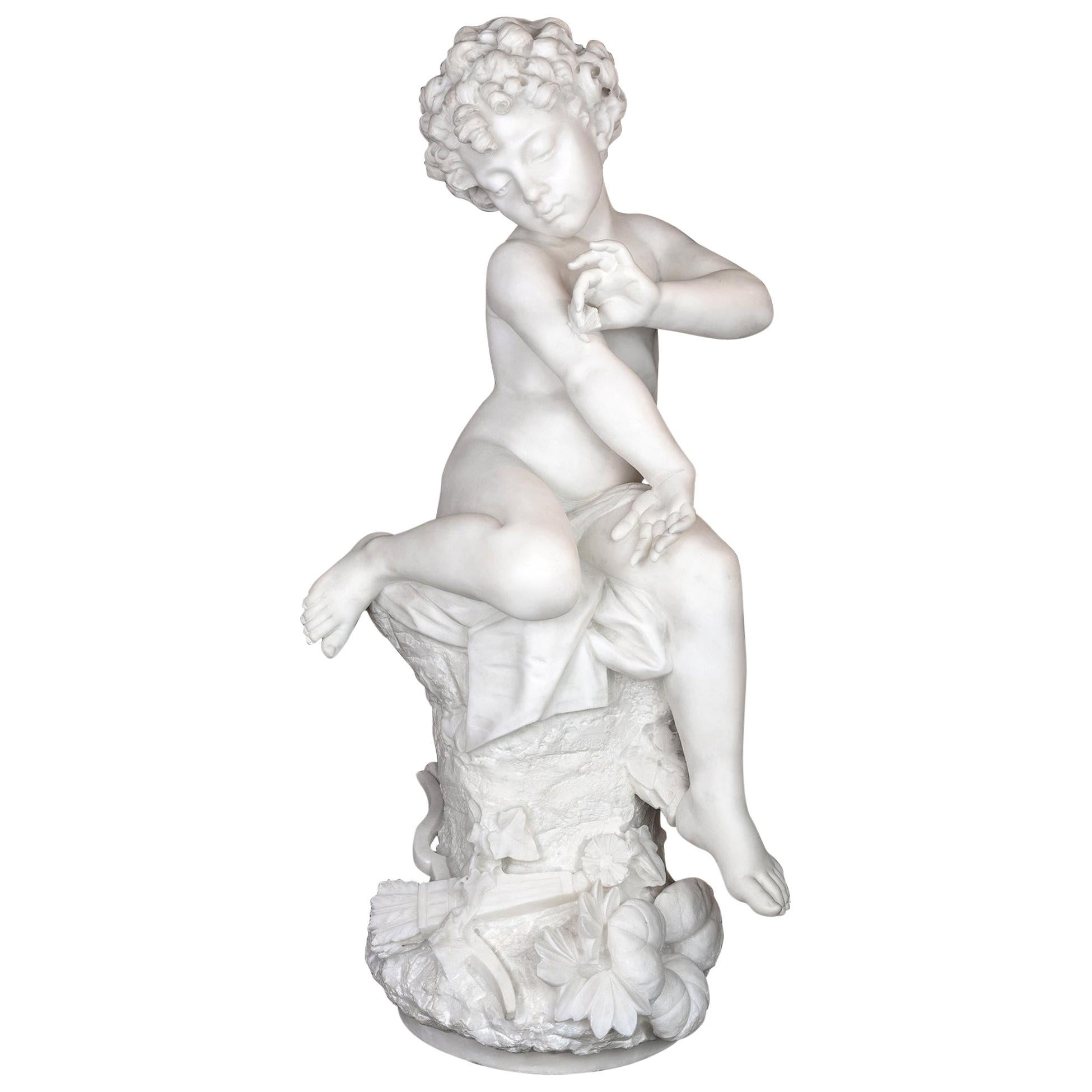 Alabaster Sculpture Statue of Cupid 