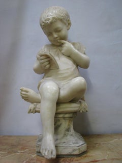 19th Century Alabaster Sculpture "Reading Boy"