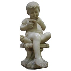 19th Century Alabaster Sculpture "Reading Boy"