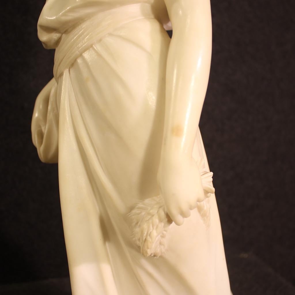 19th Century Alabaster Signed L. Grégoire French Figurative Sculpture, 1880 For Sale 5