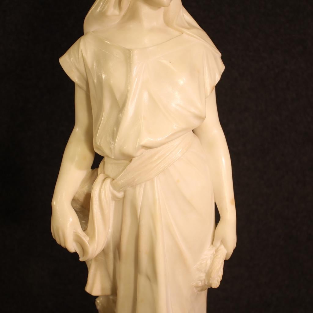 19th Century Alabaster Signed L. Grégoire French Figurative Sculpture, 1880 For Sale 6