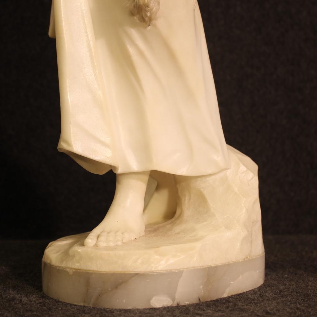 19th Century Alabaster Signed L. Grégoire French Figurative Sculpture, 1880 In Good Condition For Sale In Vicoforte, Piedmont