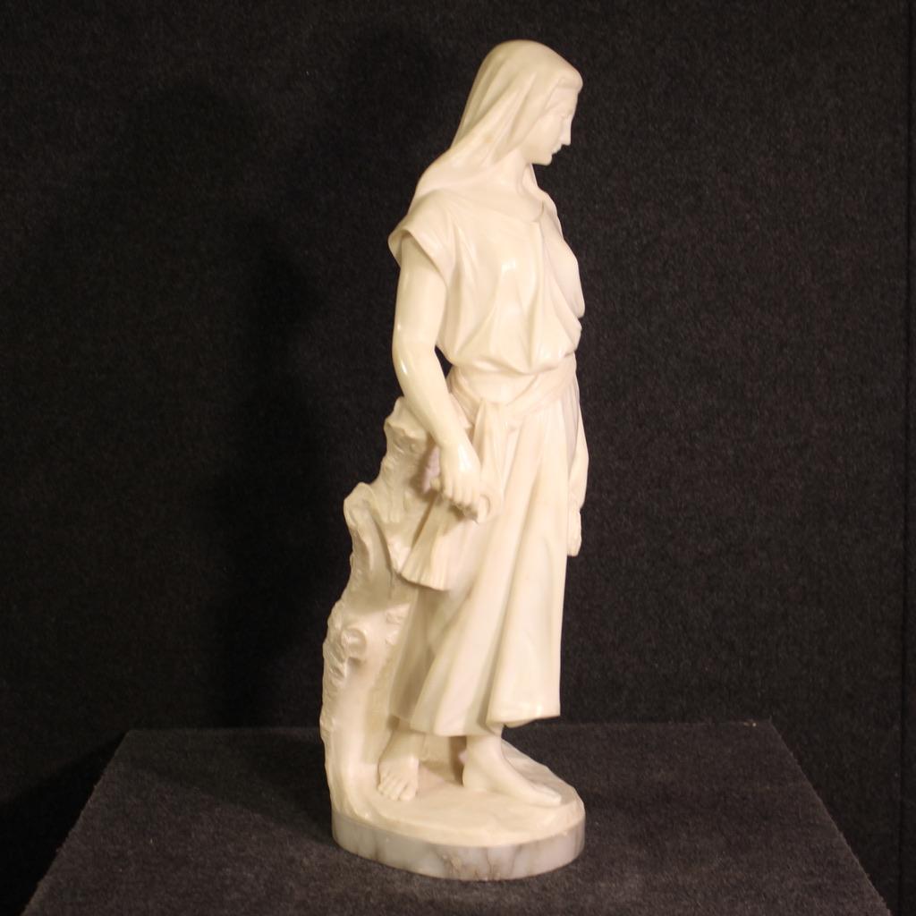Late 19th Century 19th Century Alabaster Signed L. Grégoire French Figurative Sculpture, 1880 For Sale