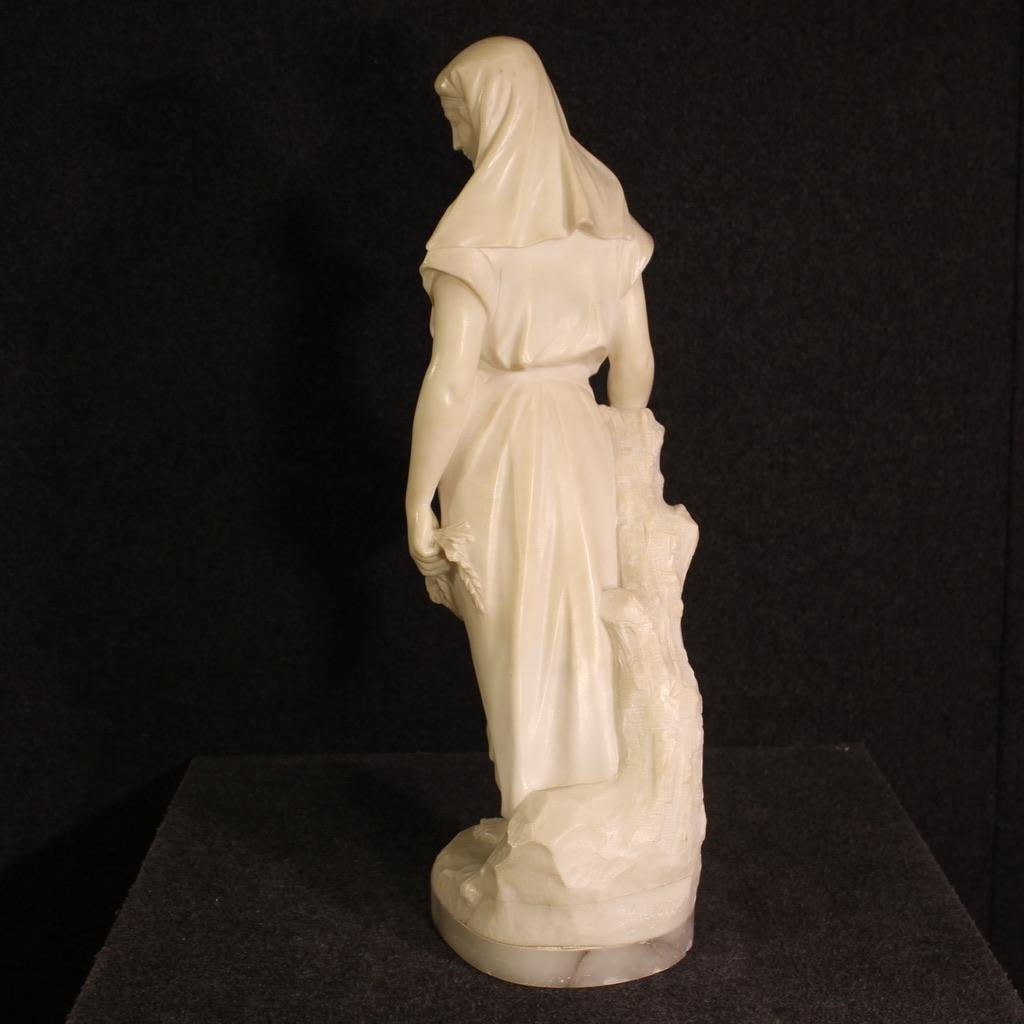 19th Century Alabaster Signed L. Grégoire French Figurative Sculpture, 1880 For Sale 2