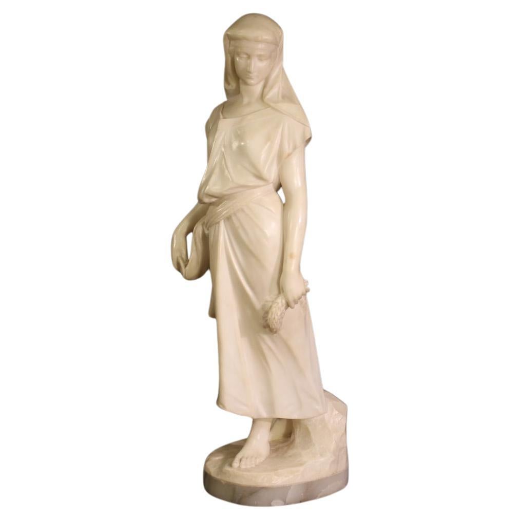 19th Century Alabaster Signed L. Grégoire French Figurative Sculpture, 1880 For Sale