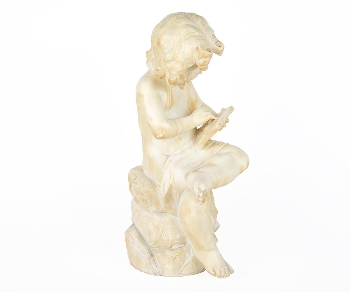 Other 19th Century Alabaster Statue of Little Girl