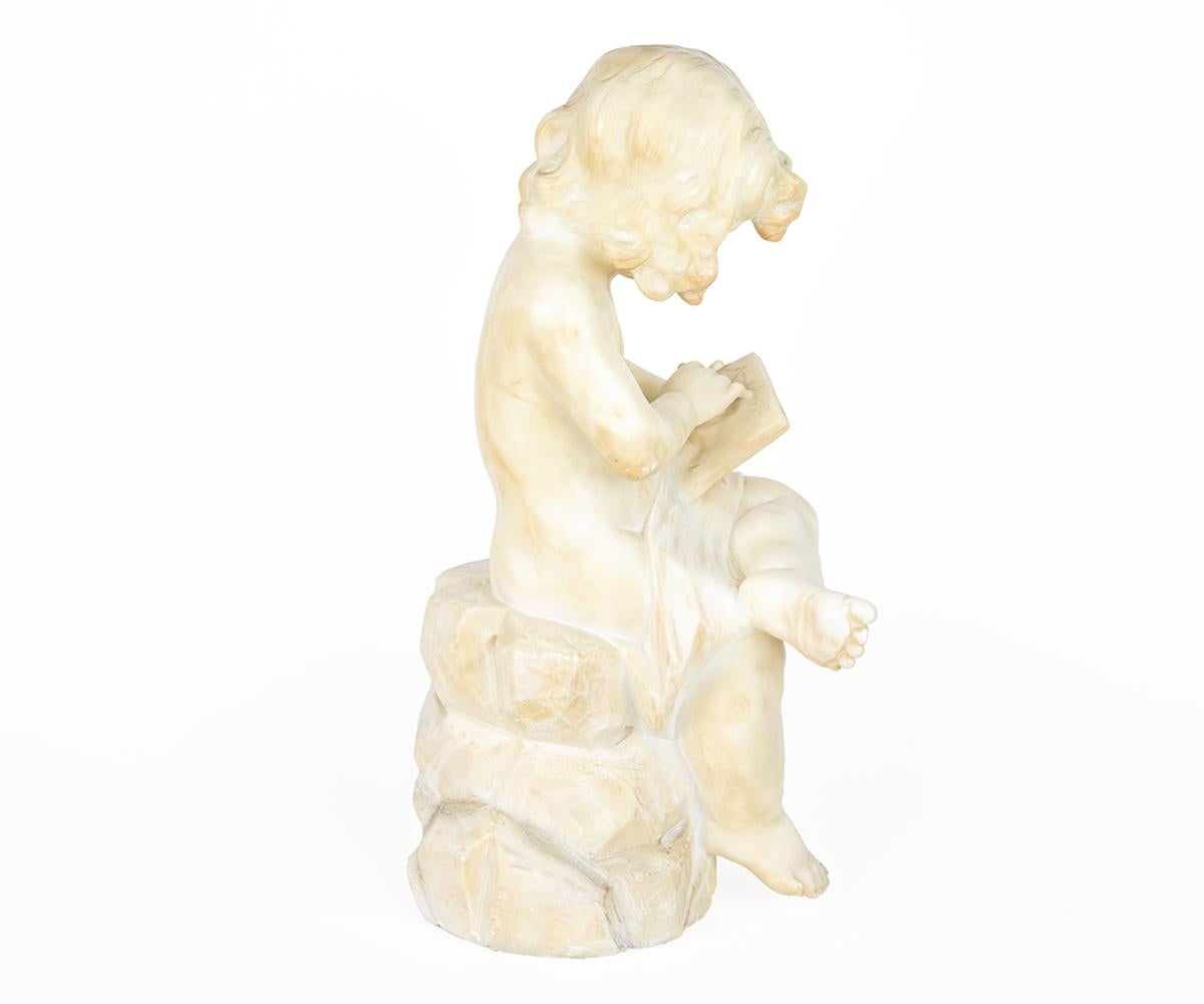 Italian 19th Century Alabaster Statue of Little Girl