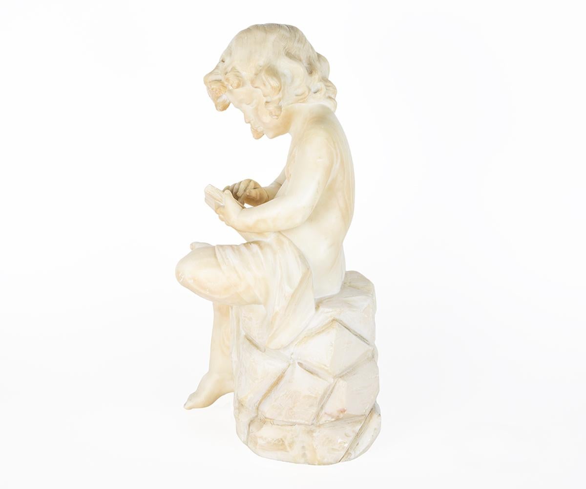19th Century Alabaster Statue of Little Girl 1