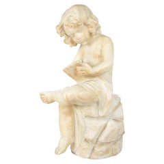 19th Century Alabaster Statue of Little Girl