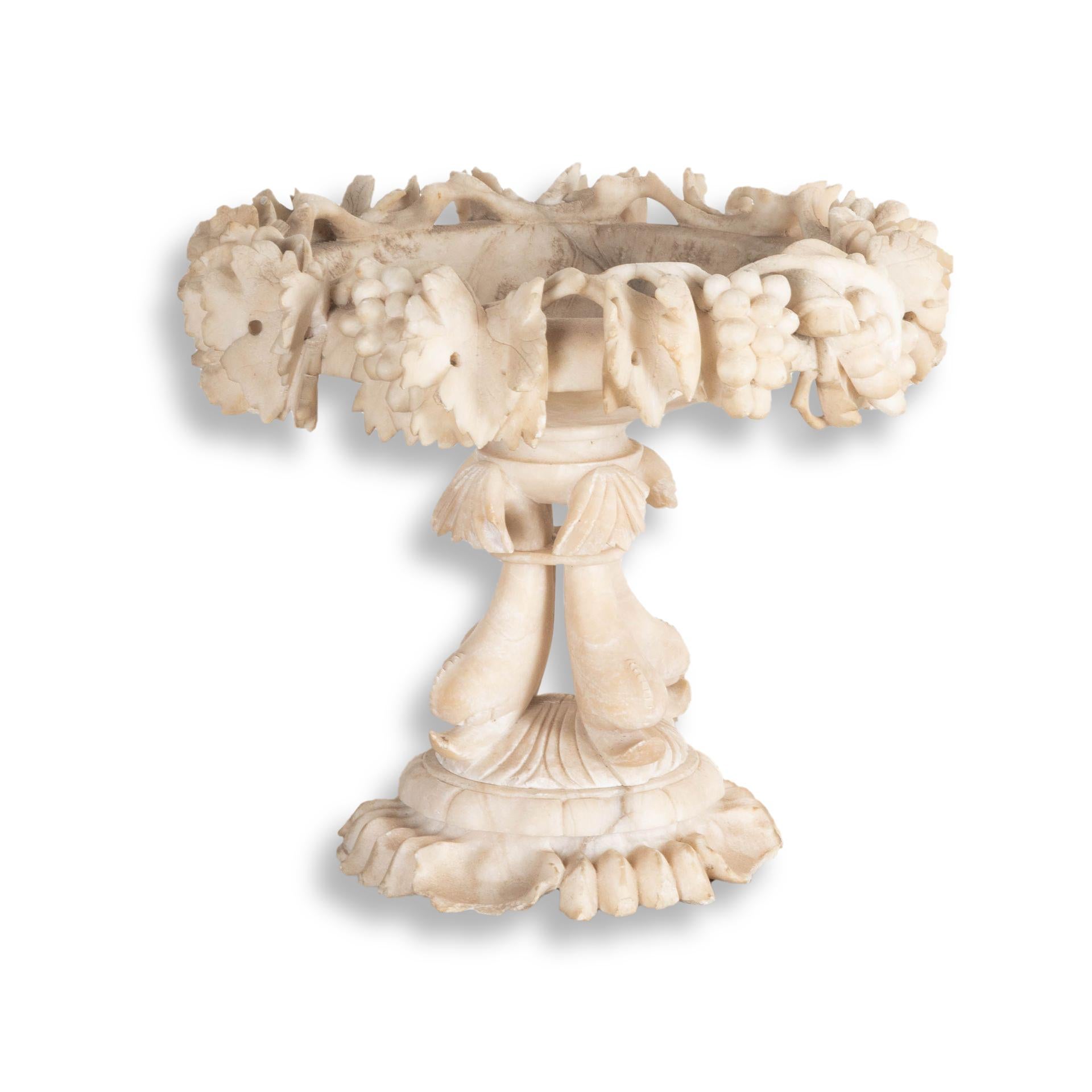 French 19th Century Alabaster Tazza Bowl