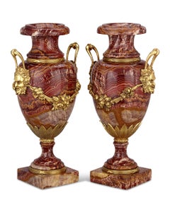 19th-Century Alabastro a Pecorella Gilt Vases