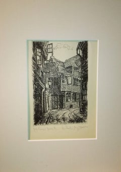 19th Century Alfred Jensen Set of Four Etches Framed Old Hamburg