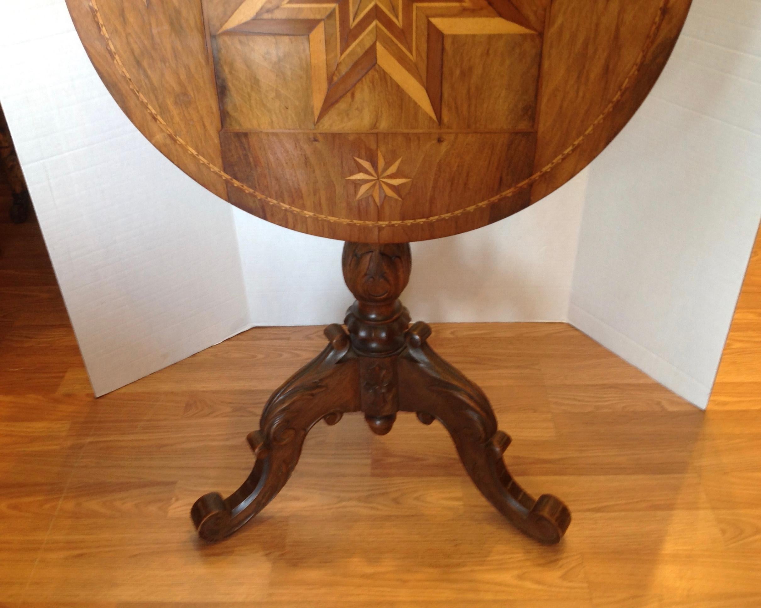19th Century Alpine Inlaid Tilt Top Table In Good Condition For Sale In West Palm Beach, FL