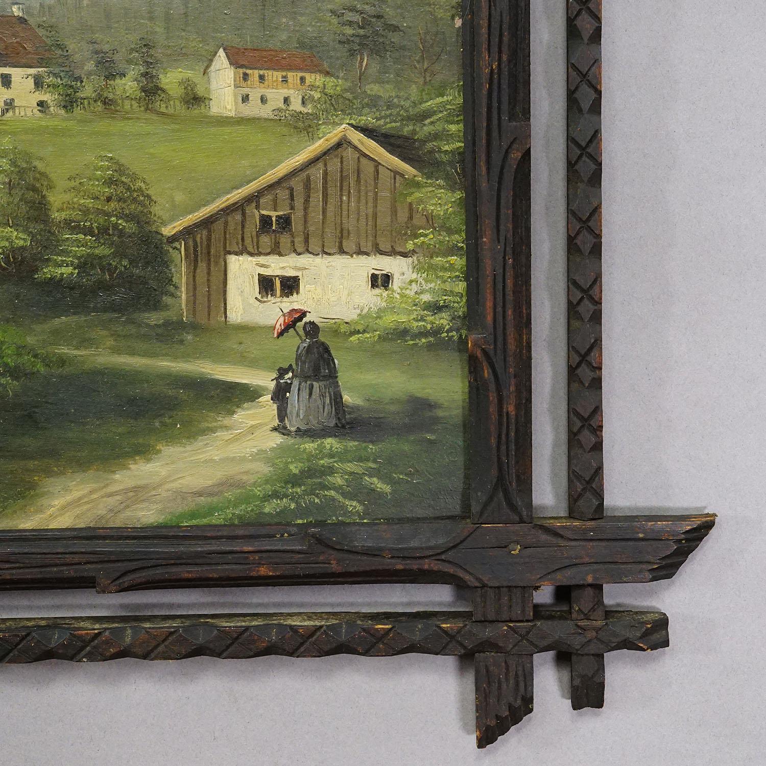 Pintura al óleo del siglo XIX sobre un paisaje alpino con un pueblo de montaña tirolés

El óleo antiguo capta el encanto de un paisaje alpino, con un pintoresco pueblo de montaña tirolés. Creada al estilo Biedermeier, muestra colores vibrantes sobre